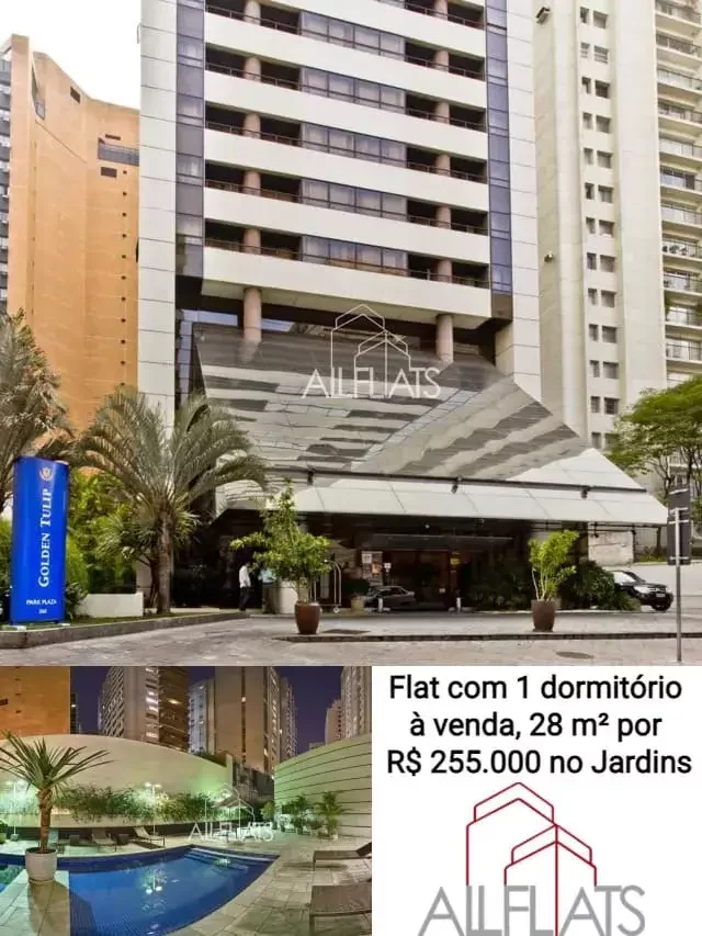 Flat com 1 dormitório à venda, 28 m² por R$ 255.000 no Jardins