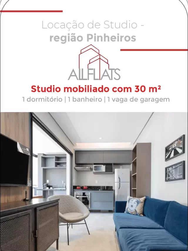 Flat com 1 dormitório para alugar, 30 m² em Pinheiros